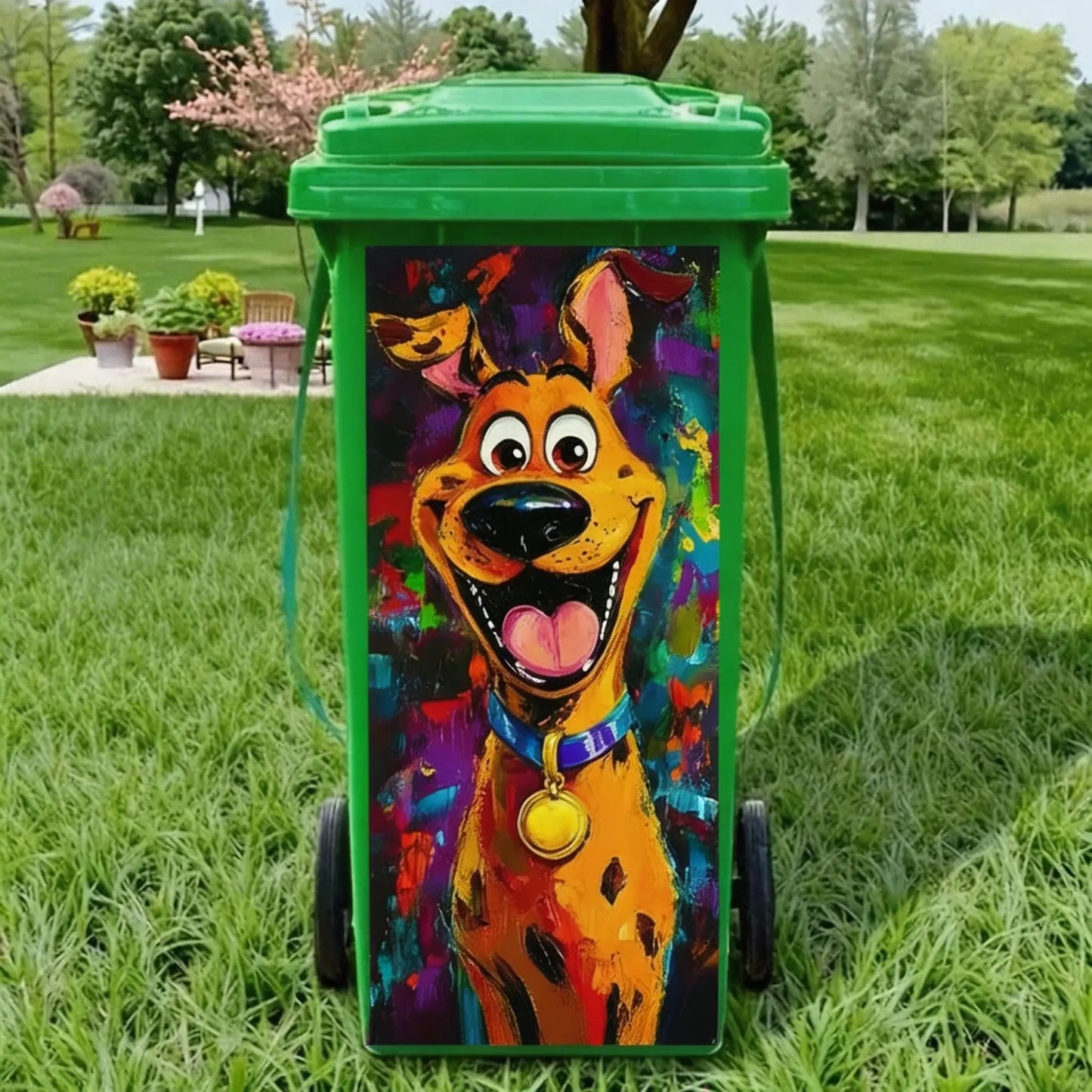 Kreativ soptunnedekal med färgglad tecknad serie✨