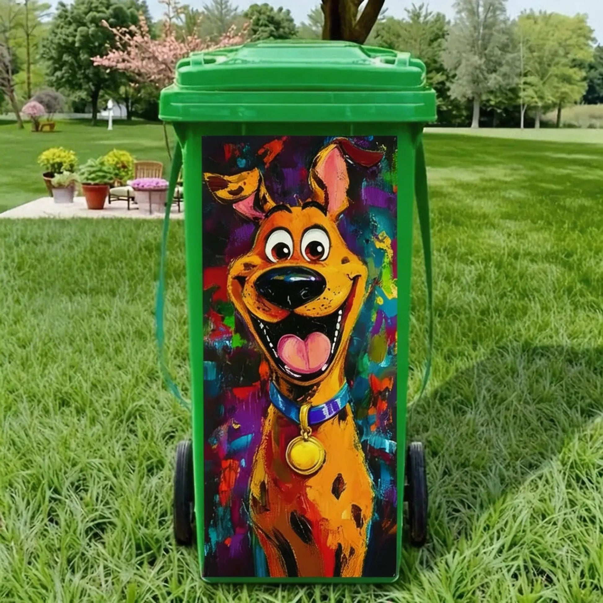 Kreativ soptunnedekal med färgglad tecknad serie✨