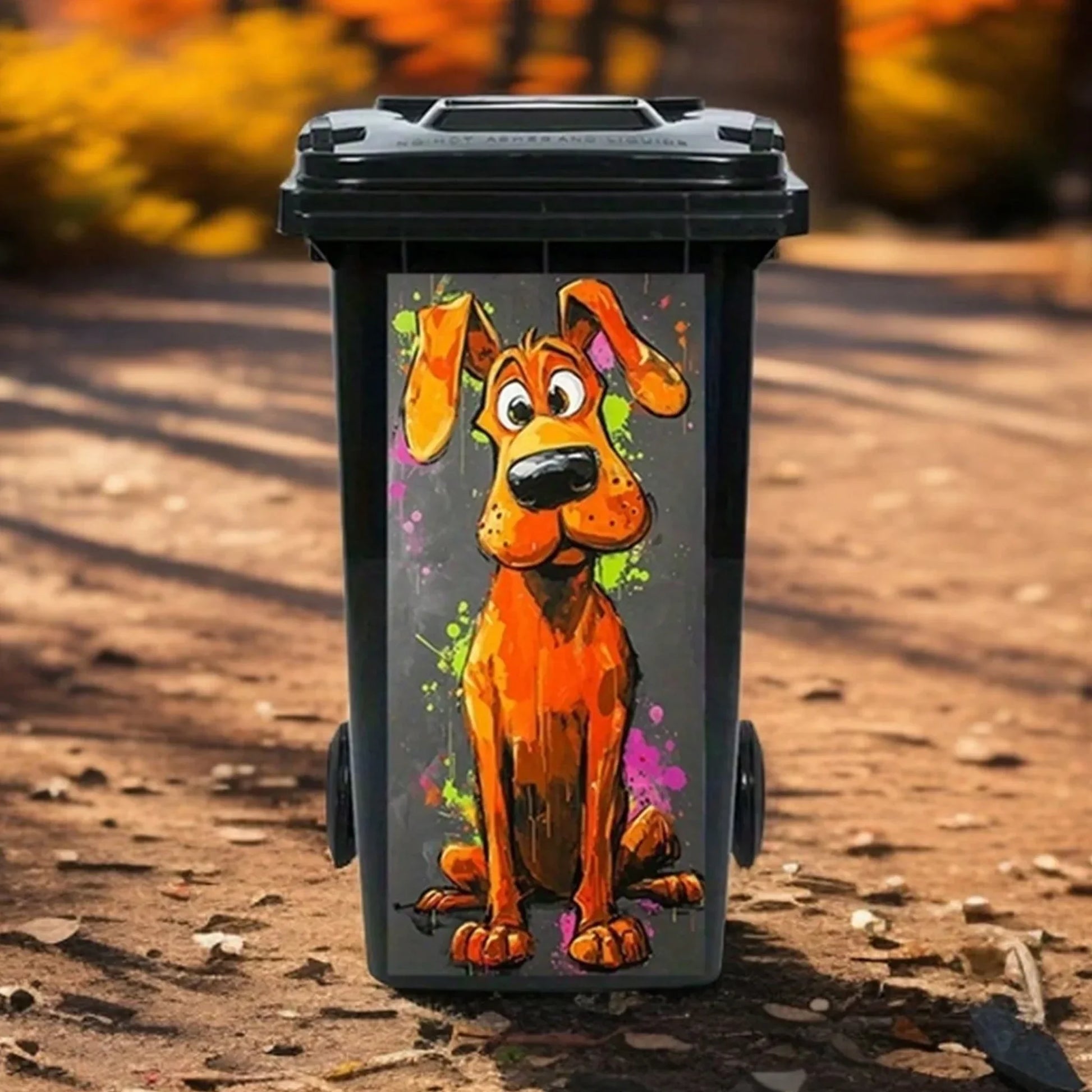 Kreativ soptunnedekal med färgglad tecknad serie✨