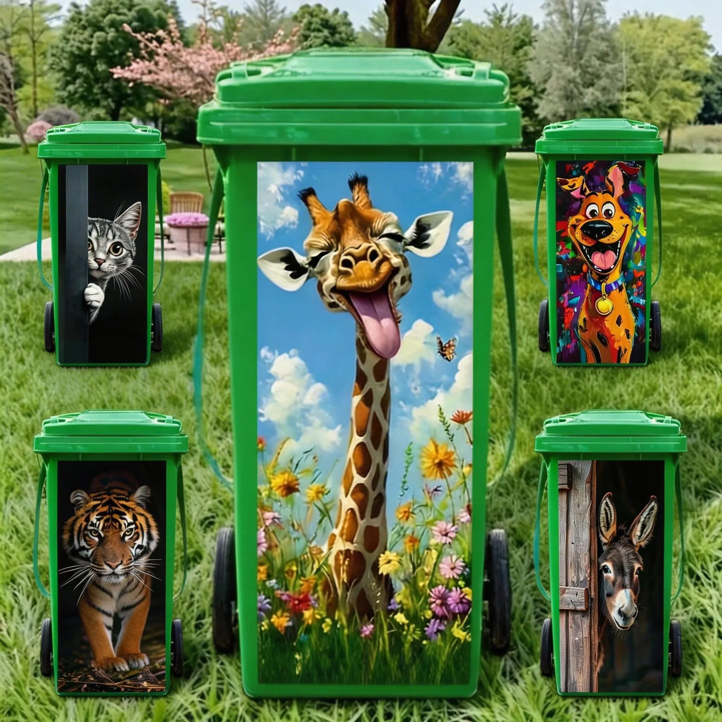Kreativ soptunnedekal med färgglad tecknad serie✨