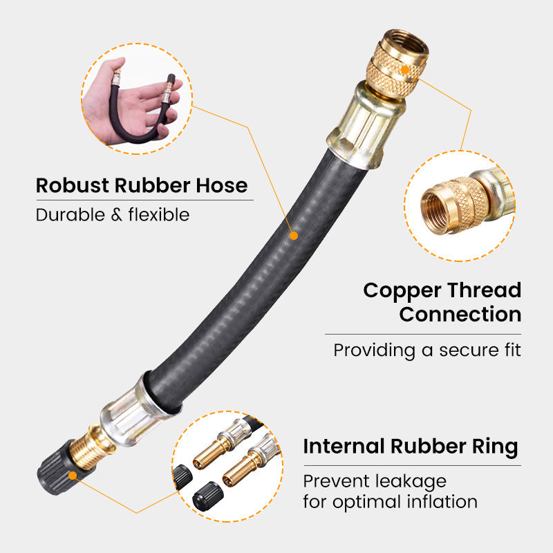 Universal flexible tire valve extension