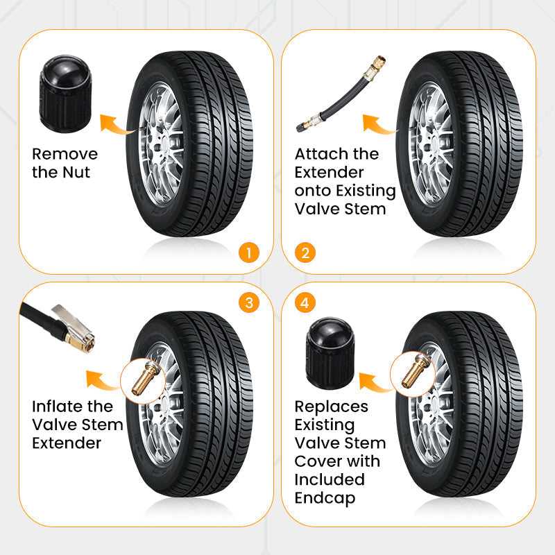 Universal flexible tire valve extension