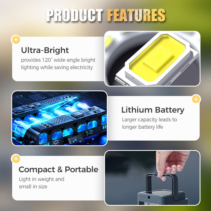 🏕️50% OFF NOW! Portable Waterproof Solar-Powered Camping Light – 3-Level Dimmable LED Outdoor Lamp, Adjustable Bracket, Long Lasting Rechargeable Light for Camping, Hiking & Emergency