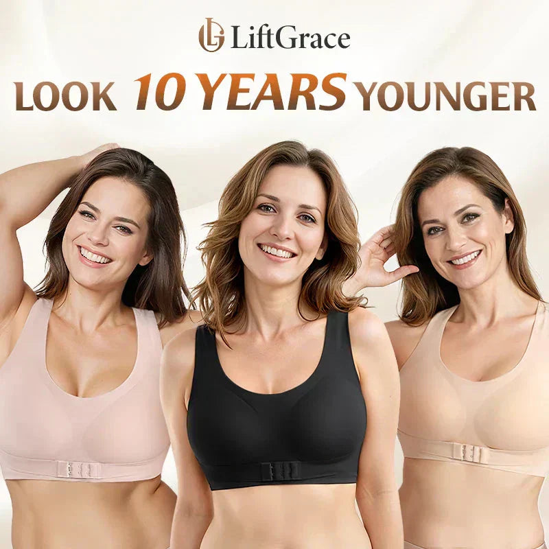 Wireless Support Bra with Front Closure and Crossed Straps at the Back
