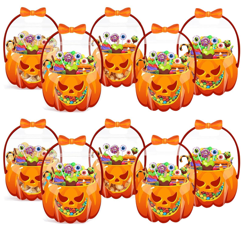 ❄️Summerfresh 50% OFF!🍬20-Pack Pumpkin Halloween Treat Bags – Resealable Clear Party Favour Bags with Handles
