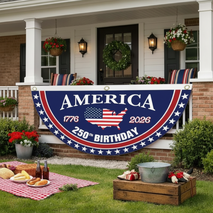 🔥49% OFF Today Only - America 250th Birthday Semicircular Flag Banner