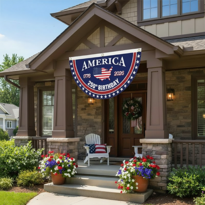 🔥49% OFF Today Only - America 250th Birthday Semicircular Flag Banner