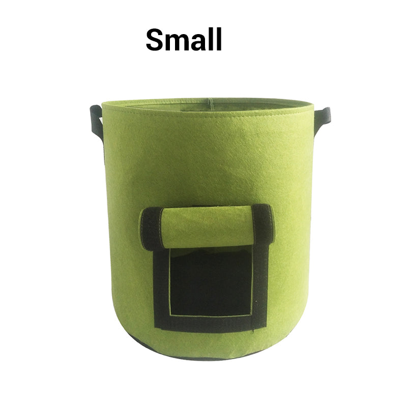 Cloth crop planting bags with harvesting windows