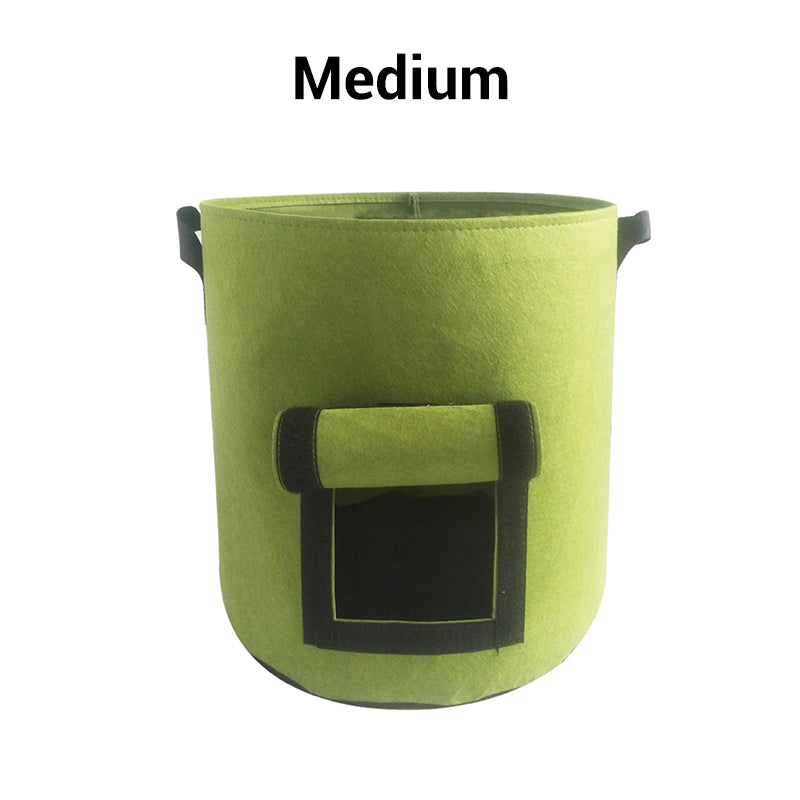 Cloth crop planting bags with harvesting windows