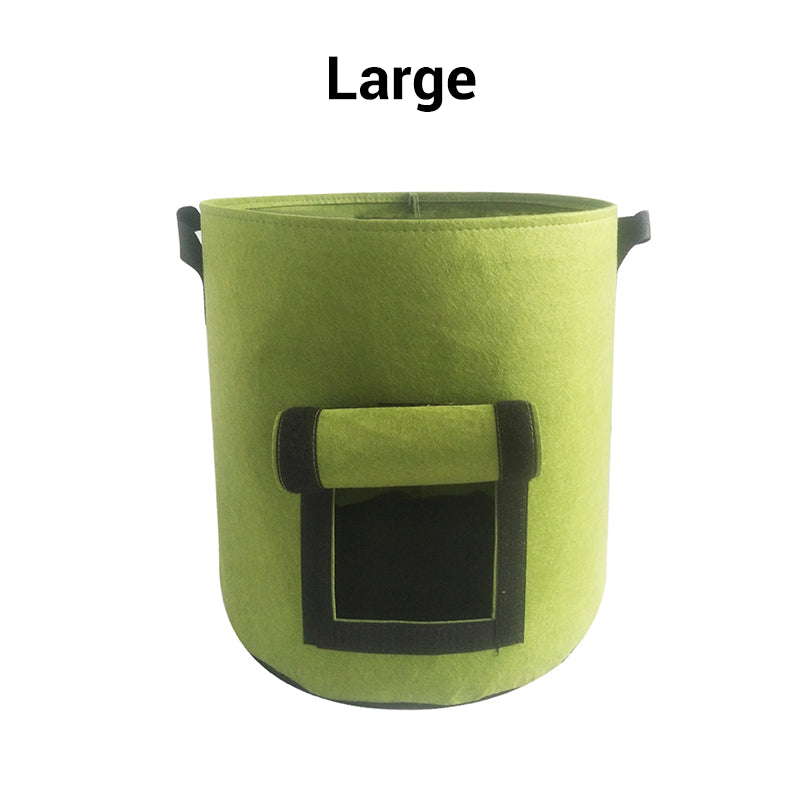 Cloth crop planting bags with harvesting windows