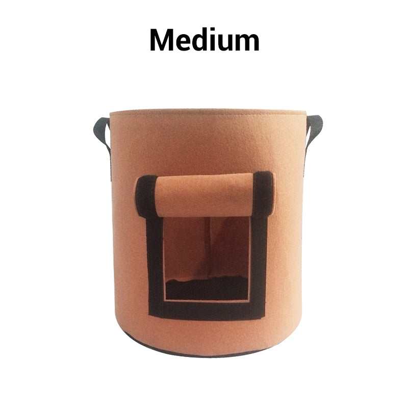 Cloth crop planting bags with harvesting windows