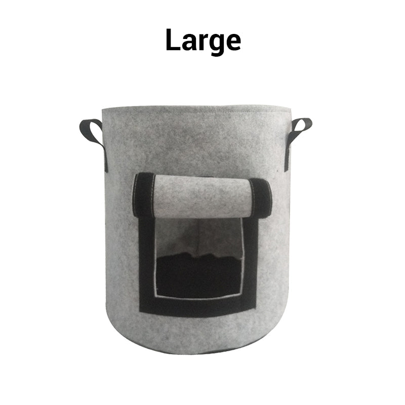 Cloth crop planting bags with harvesting windows