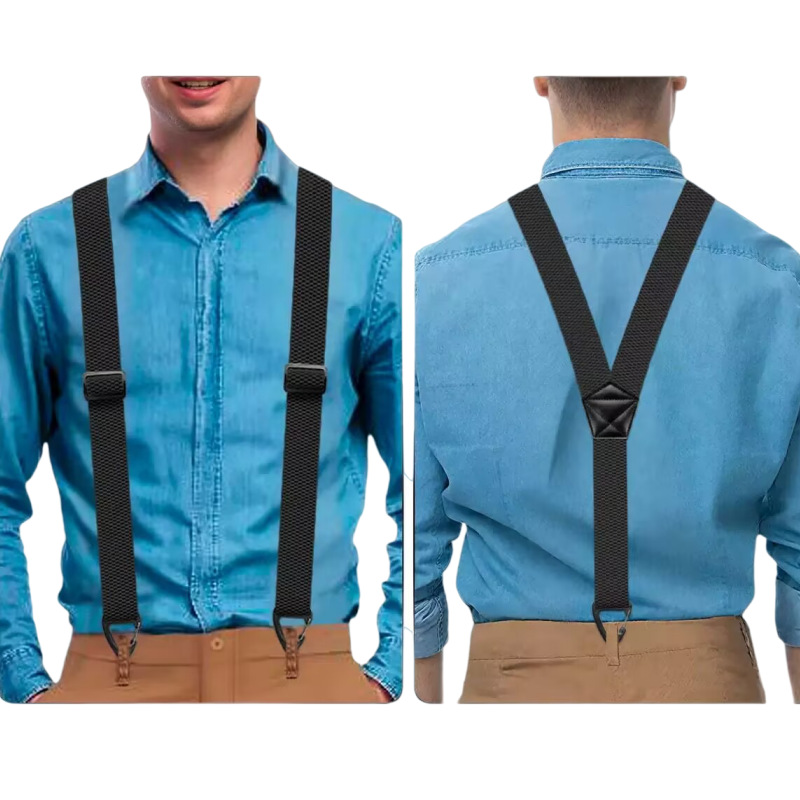 👔 Men's X-Back Suspenders with Heavy-Duty Hook Clips – Wide, Adjustable & Durable for Work & Casual 🎩