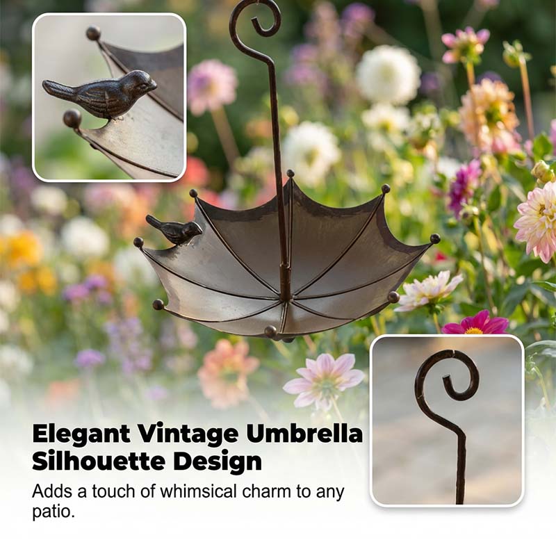 Hanging Bird Feeder & Bird Bath In Umbrella Design