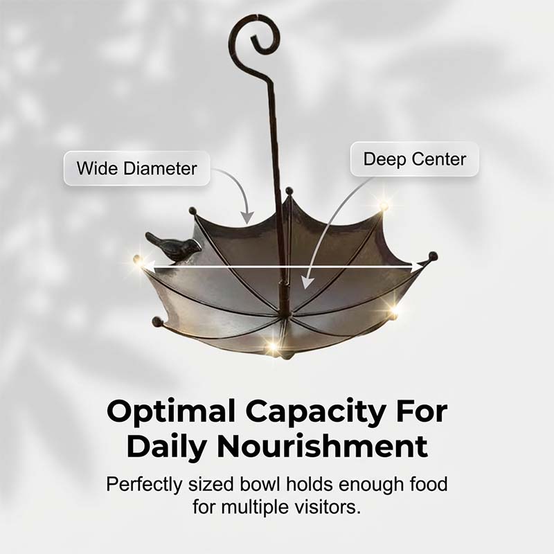 Hanging Bird Feeder & Bird Bath In Umbrella Design