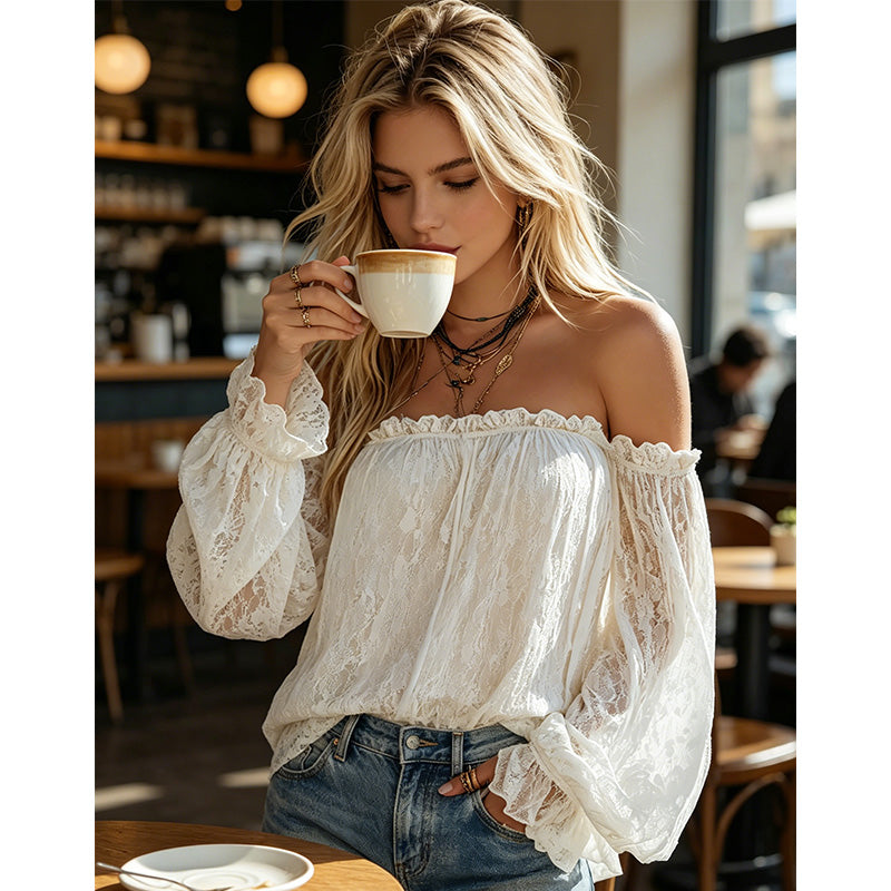 🌸2026 New Arrivals 50% OFF💥Women's Bohemian Off-Shoulder Lace Top