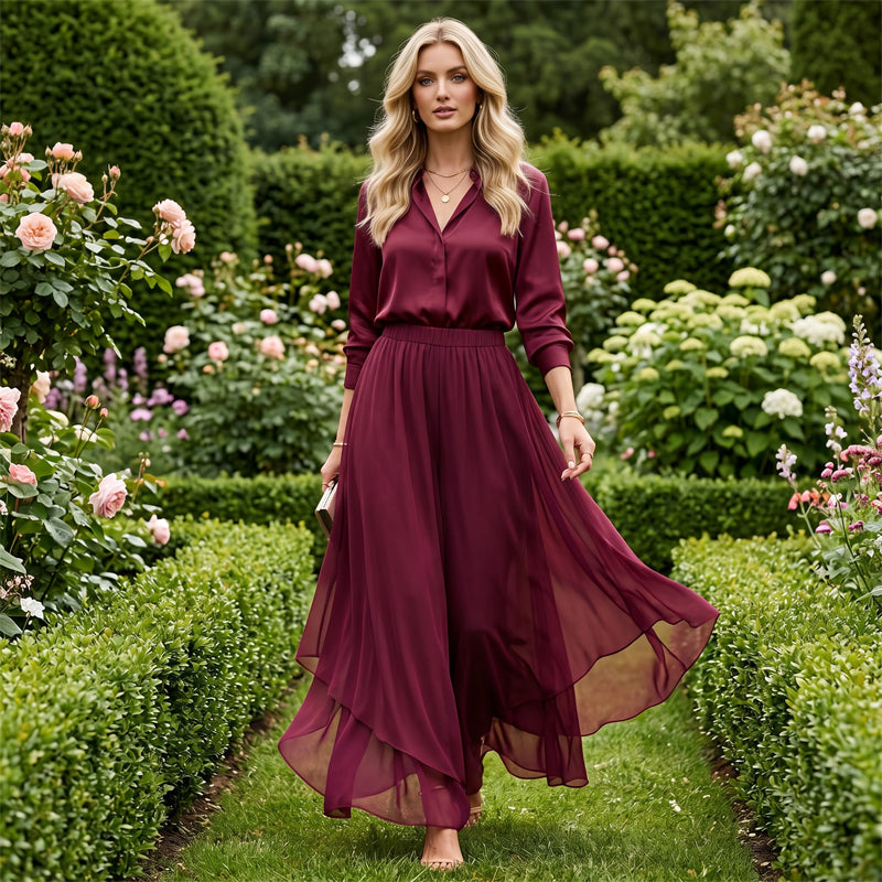 Women's wide-leg chiffon pants – Asymmetrical & Elegant ✨ For everyday wear & vacations