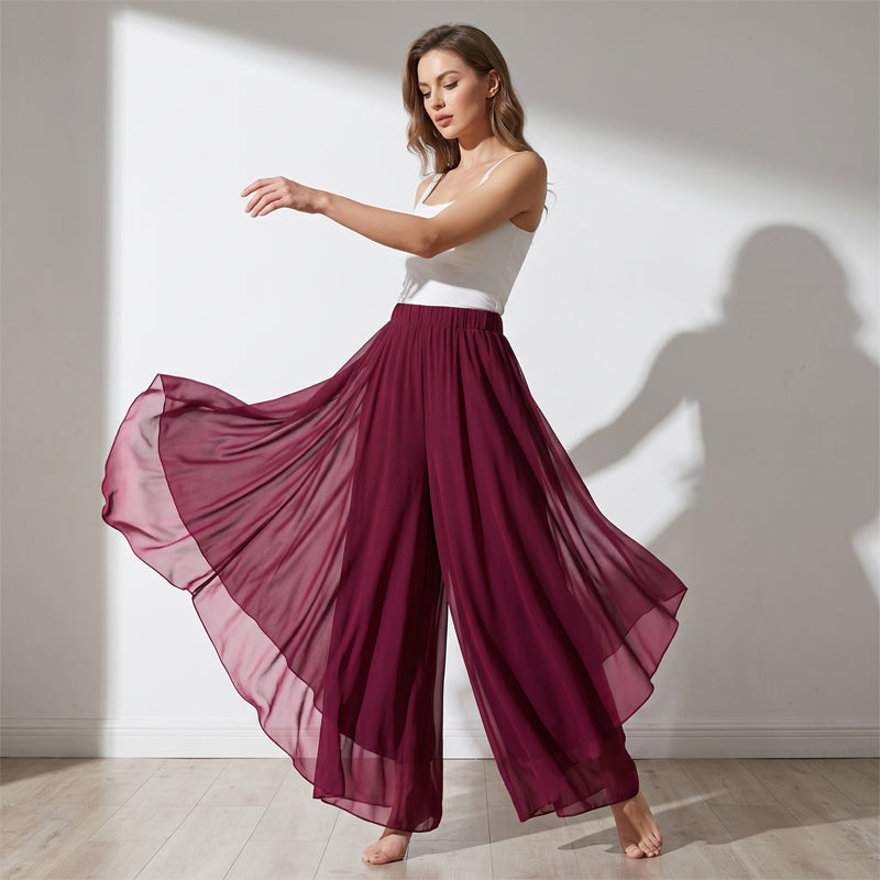 Women's wide-leg chiffon pants – Asymmetrical & Elegant ✨ For everyday wear & vacations