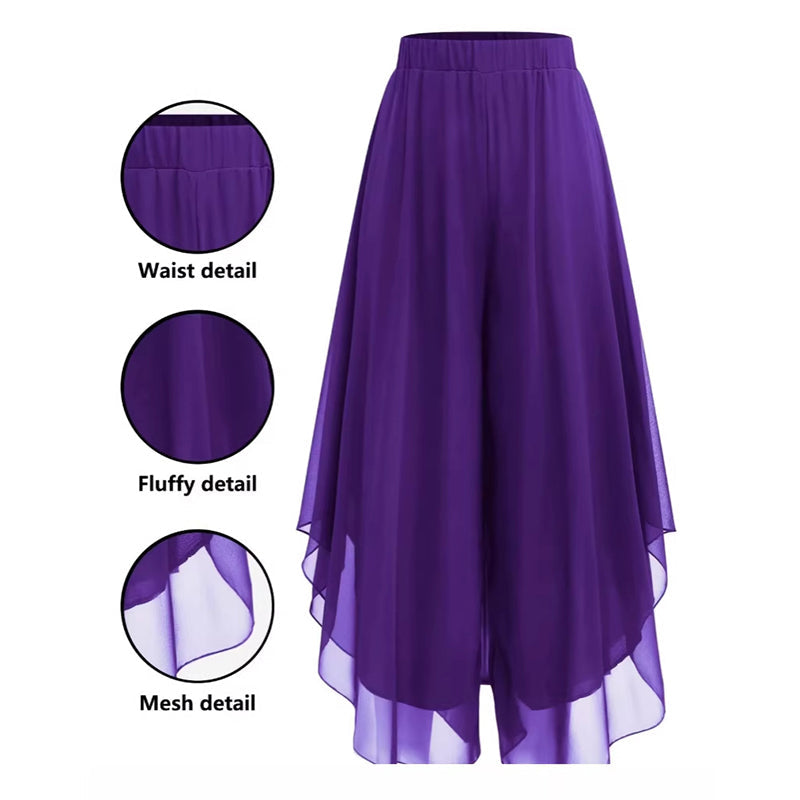 Women's wide-leg chiffon pants – Asymmetrical & Elegant ✨ For everyday wear & vacations