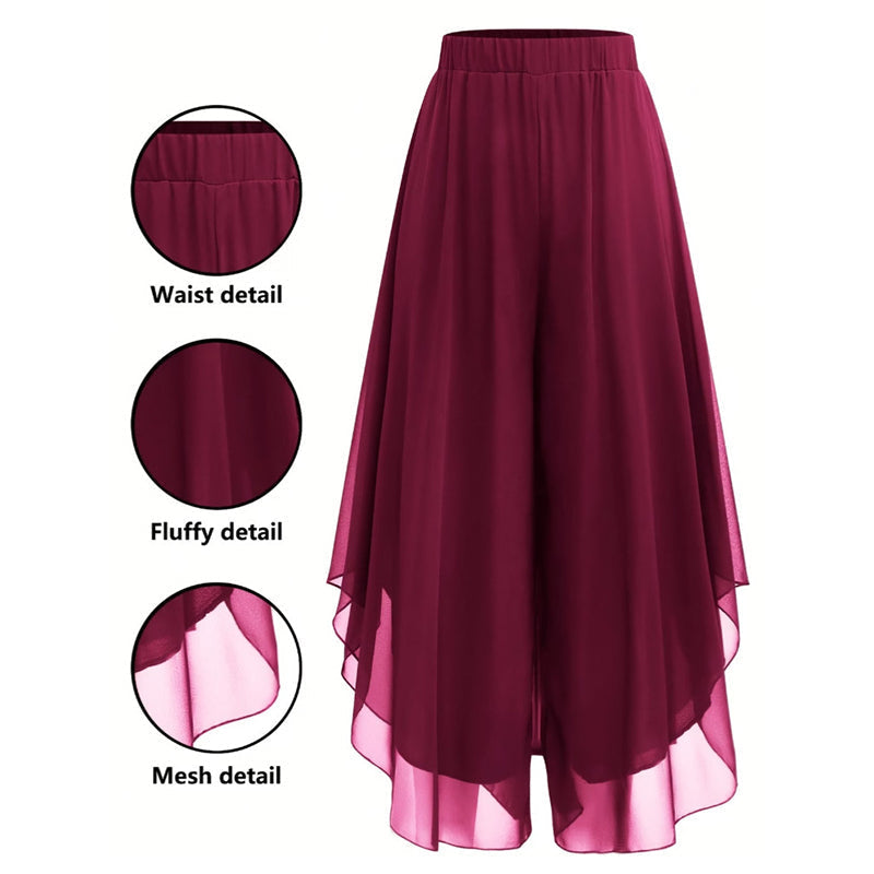 Women's wide-leg chiffon pants – Asymmetrical & Elegant ✨ For everyday wear & vacations