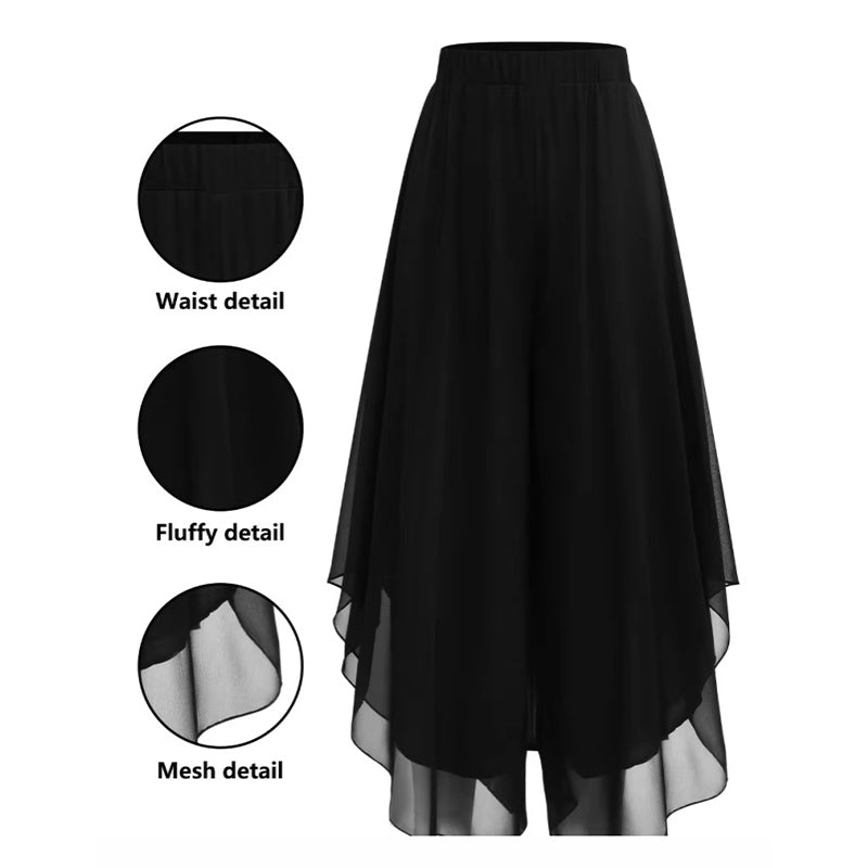 Women's wide-leg chiffon pants – Asymmetrical & Elegant ✨ For everyday wear & vacations
