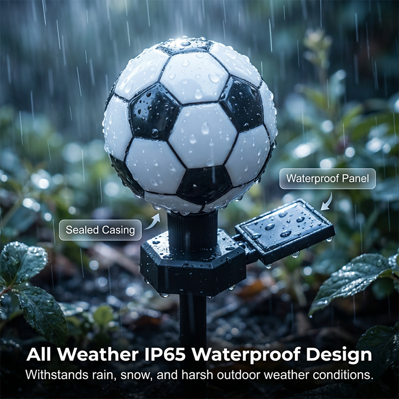 A fun and sporty solar-powered lamp for garden decoration