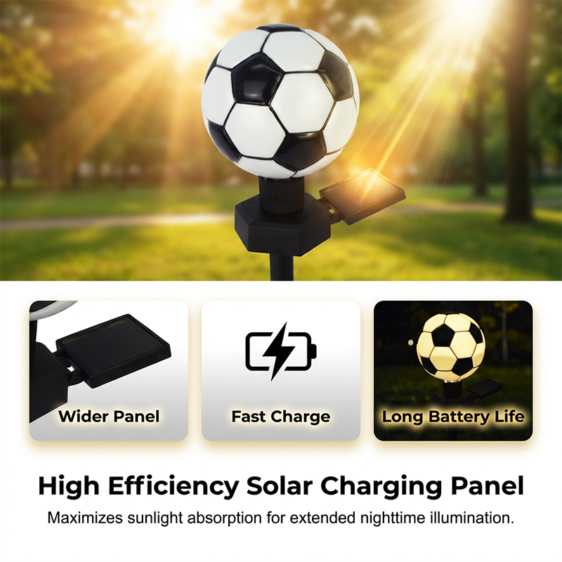 A fun and sporty solar-powered lamp for garden decoration