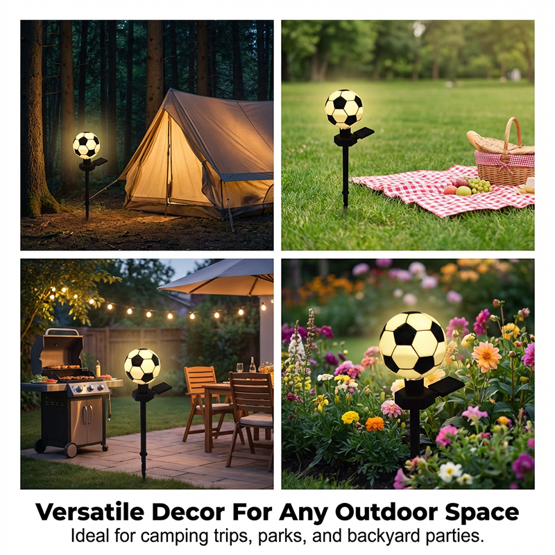 A fun and sporty solar-powered lamp for garden decoration