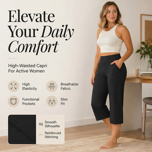 Women's High-Waisted Stretch Cropped Pants