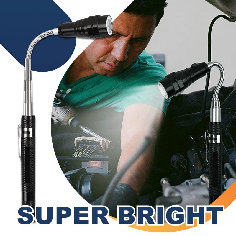 🔦 LIMITED-TIME 50% OFF! ✨ Multifunctional Magnetic Telescopic Flashlight – Extendable, 360° Gooseneck, Super Bright 🛠️