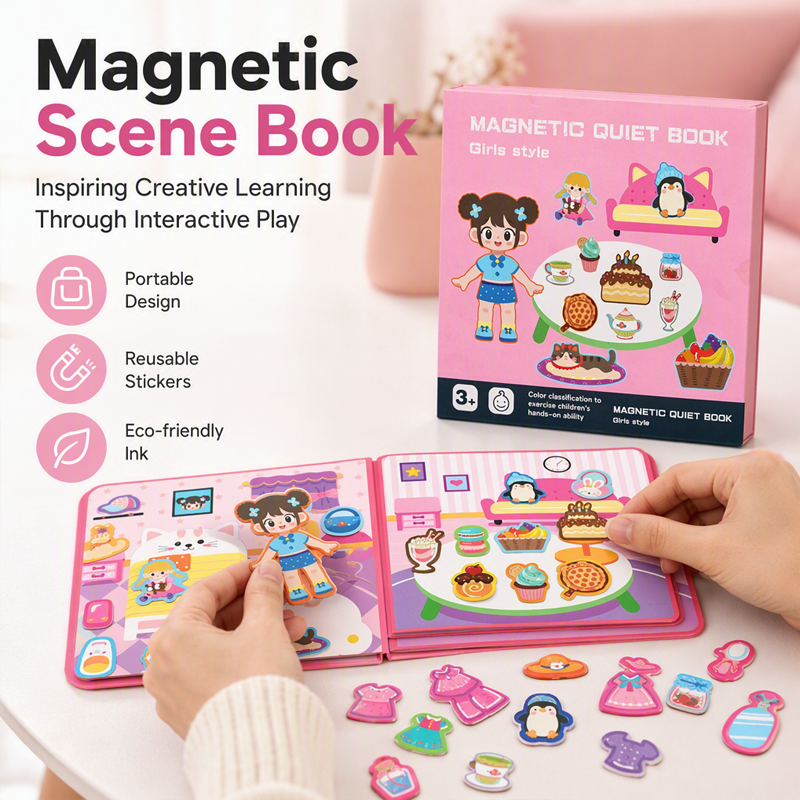 🧩 50% OFF NOW! 🧒 Kids Magnetic Quiet Book – Folding puzzle scenes, magnetic & educational – Boosts creativity & learning for boys & girls ✨