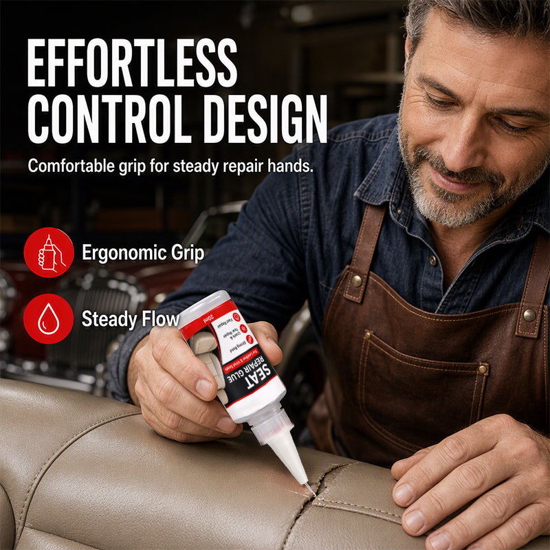 🚗57% OFF NOW! Quick Dry Car Seat Leather Repair Glue‑ Precision Nozzle Vinyl & Leather Adhesive, Permanent Bond Repair Glue for Car Seats, Sofas & Leather Furnitures