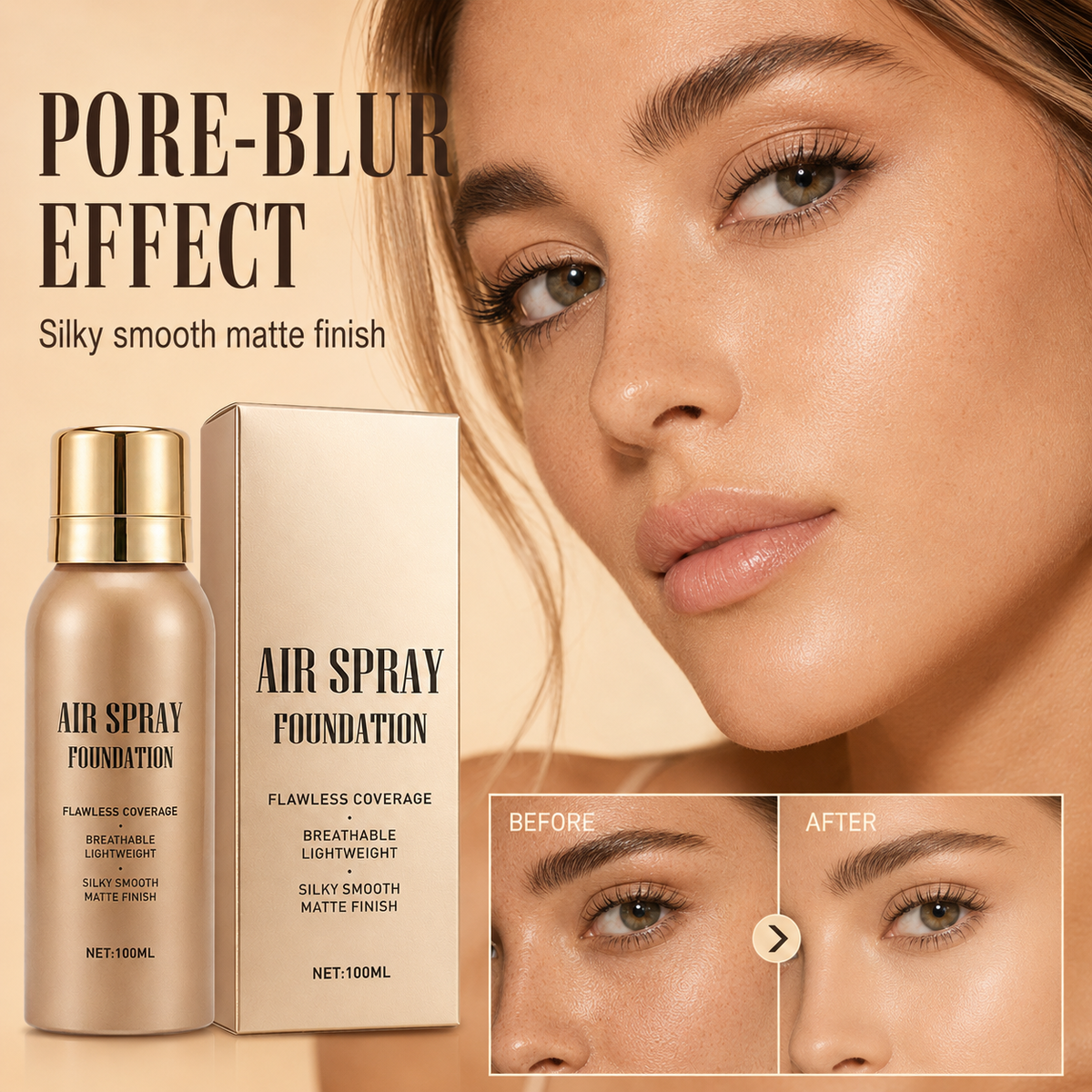 🥳2026 HOT SALE🥳💞50K+ SOLD! 💄✨ 50% OFF! Air Spray Foundation – flawless full coverage, waterproof & sweatproof. Lightweight formula won't clog pores or cake – just spray & blend for a smooth, natural glow that lasts all day! 💋💖