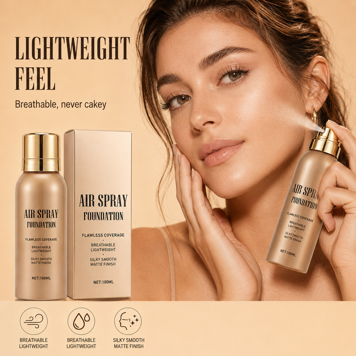 🥳2026 HOT SALE🥳💞50K+ SOLD! 💄✨ 50% OFF! Air Spray Foundation – flawless full coverage, waterproof & sweatproof. Lightweight formula won't clog pores or cake – just spray & blend for a smooth, natural glow that lasts all day! 💋💖