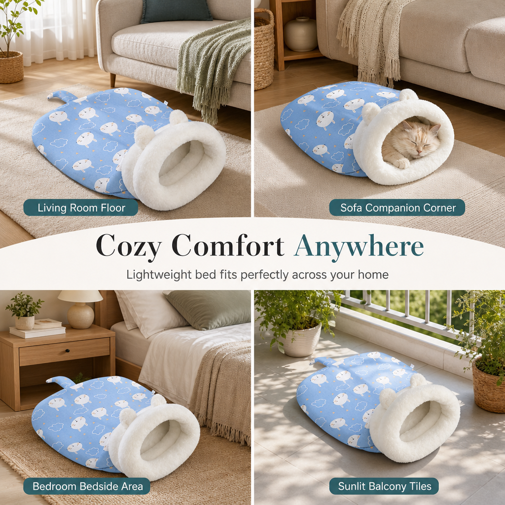🐾 LIMITED-TIME 49% OFF! 🛏️ Semi Enclosed Warm Pet Sleeping Bag Bed – Windproof, Plush, Cozy 🌨️
