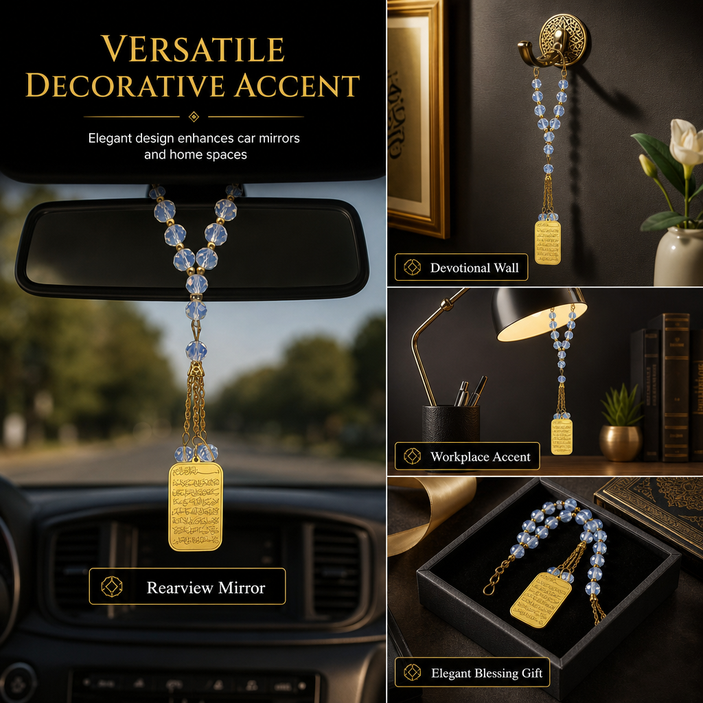 ⏳Limited-time 49% off⏰Stainless Steel Arabic Medallion Car Hanging Ornament with Blue Glass Chain🚗🏷️