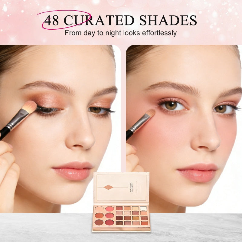 💄50% OFF NOW! All-in-One Makeup Book Palette – Multi Layer Eyeshadow Blush Contour Highlight Makeup Kit, Portable Foldable Makeup Book for Daily & Party Makeup