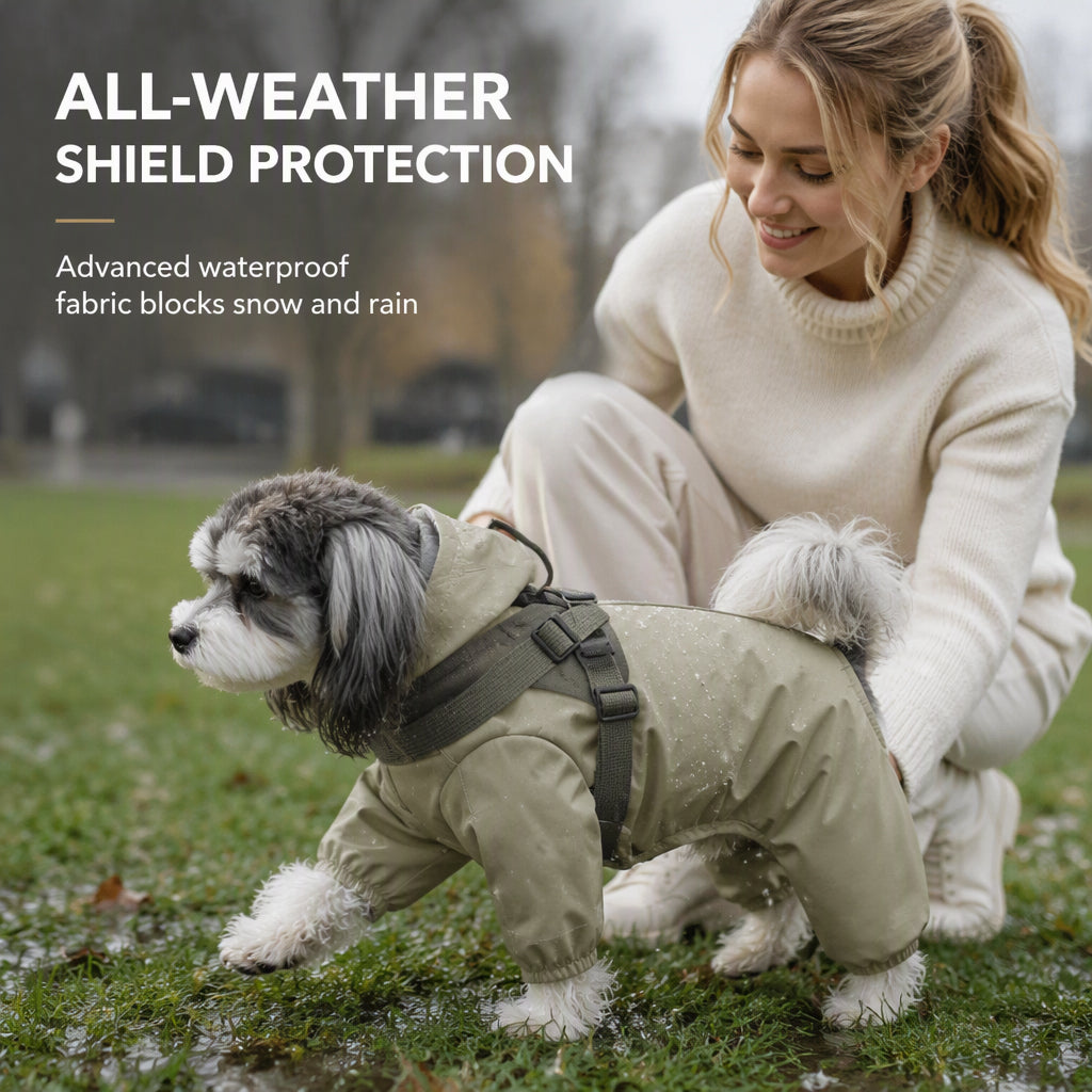 Waterproof Fleece-Lined Winter Dog Jacket with Integrated Leash D-Ring