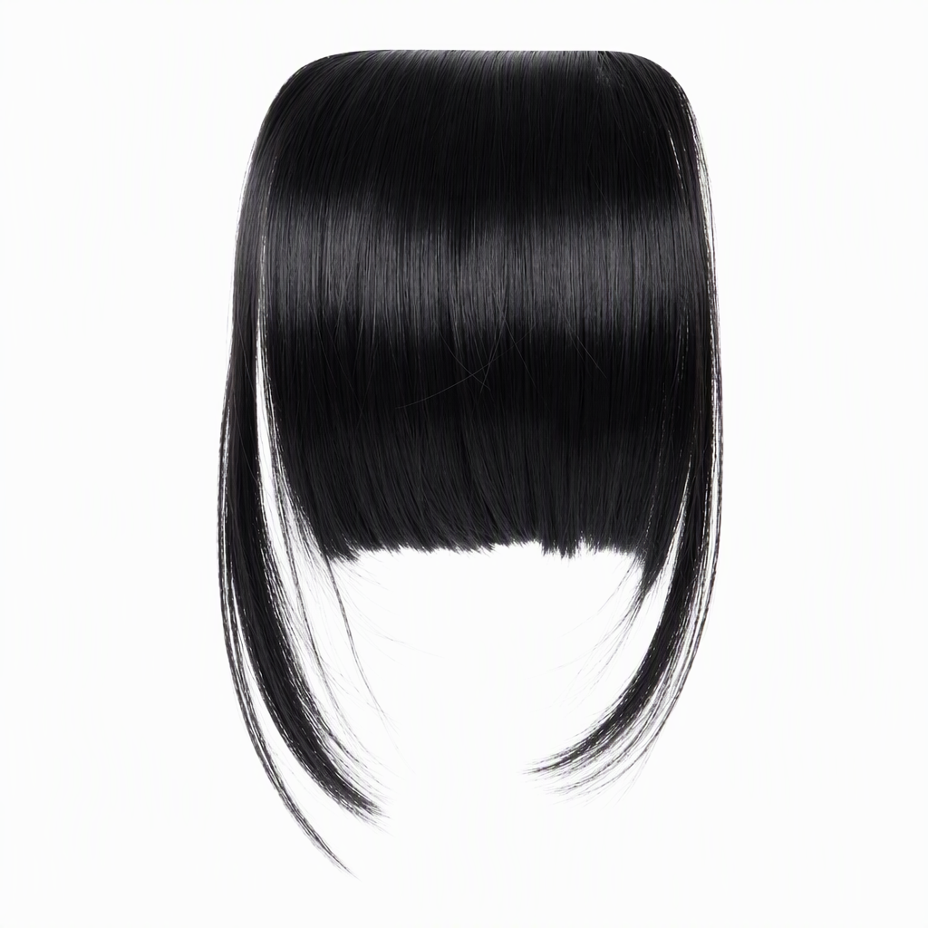 💇‍♀️ Artificial air-bangs with side sections & hair clip – synthetic front section for women, natural & versatile