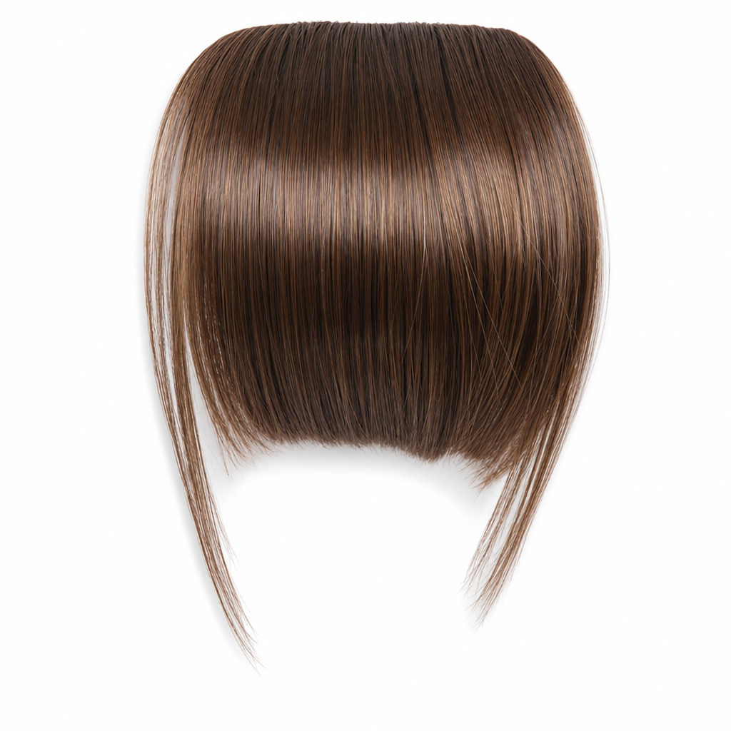 💇‍♀️ Artificial air-bangs with side sections & hair clip – synthetic front section for women, natural & versatile