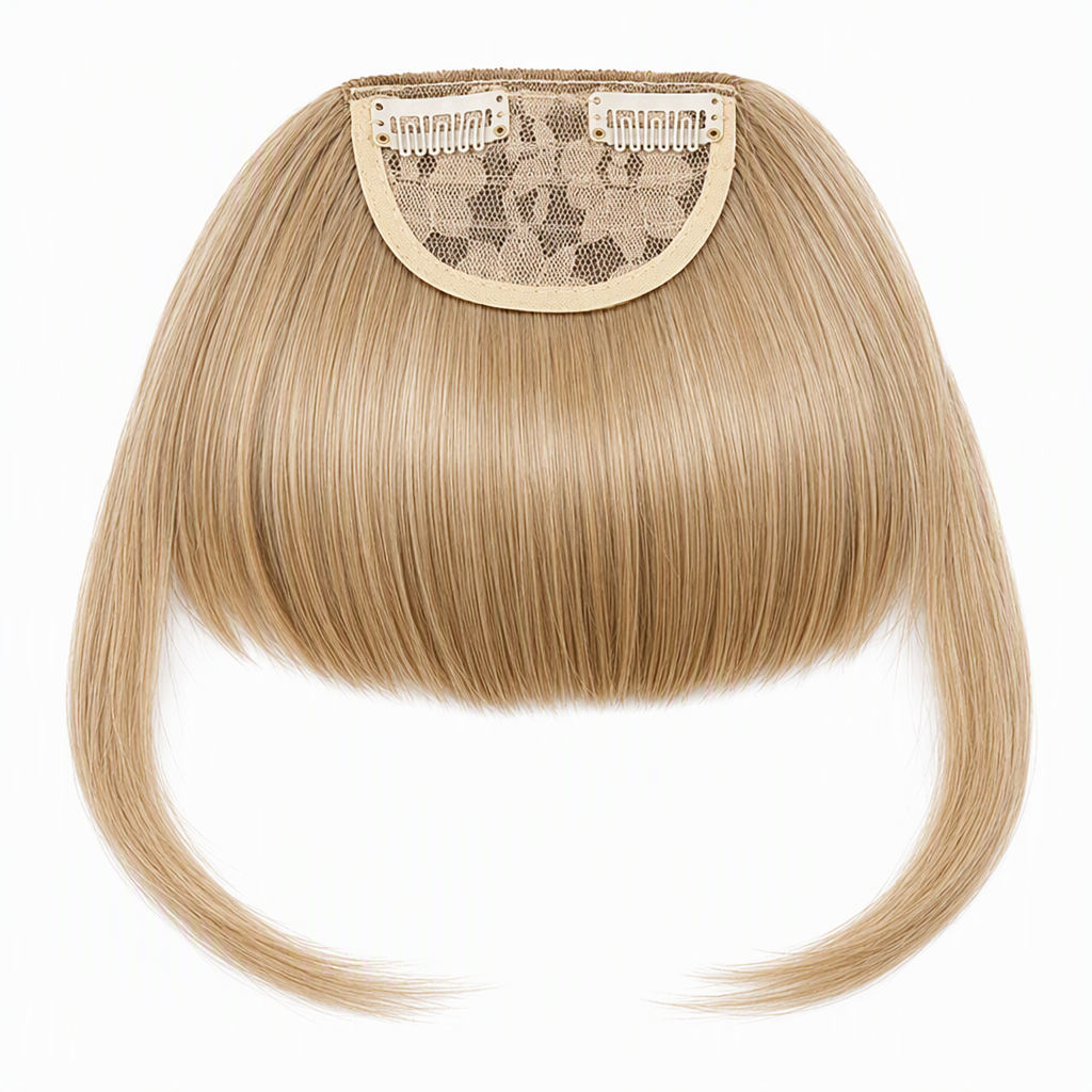 💇‍♀️ Artificial air-bangs with side sections & hair clip – synthetic front section for women, natural & versatile