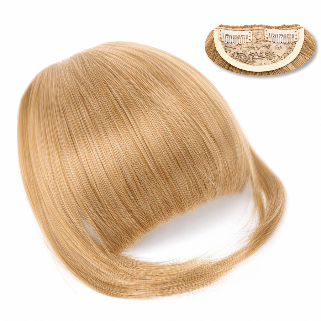 💇‍♀️ Artificial air-bangs with side sections & hair clip – synthetic front section for women, natural & versatile