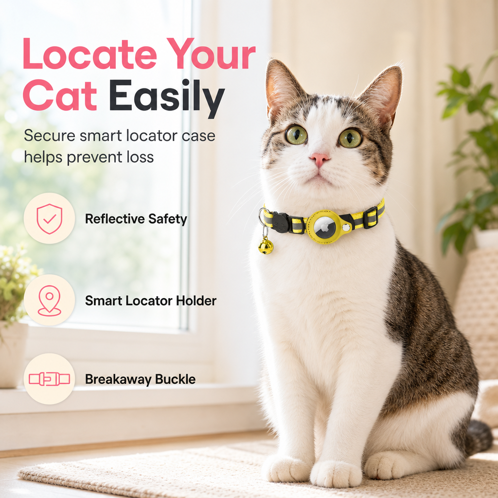 Reflective Cat Collar with Waterproof Smart Pet Tracker Locator