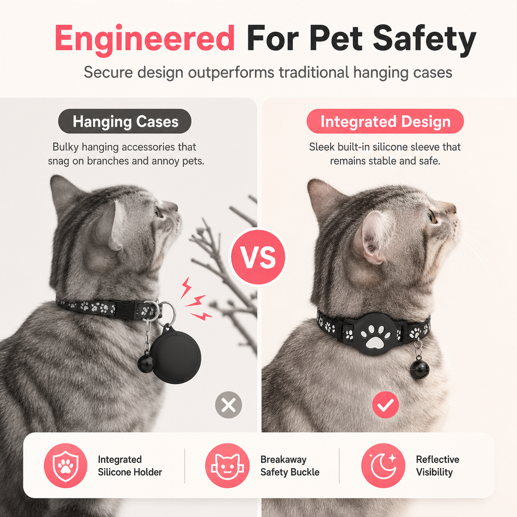 Reflective Cat Collar with Waterproof Smart Pet Tracker Locator