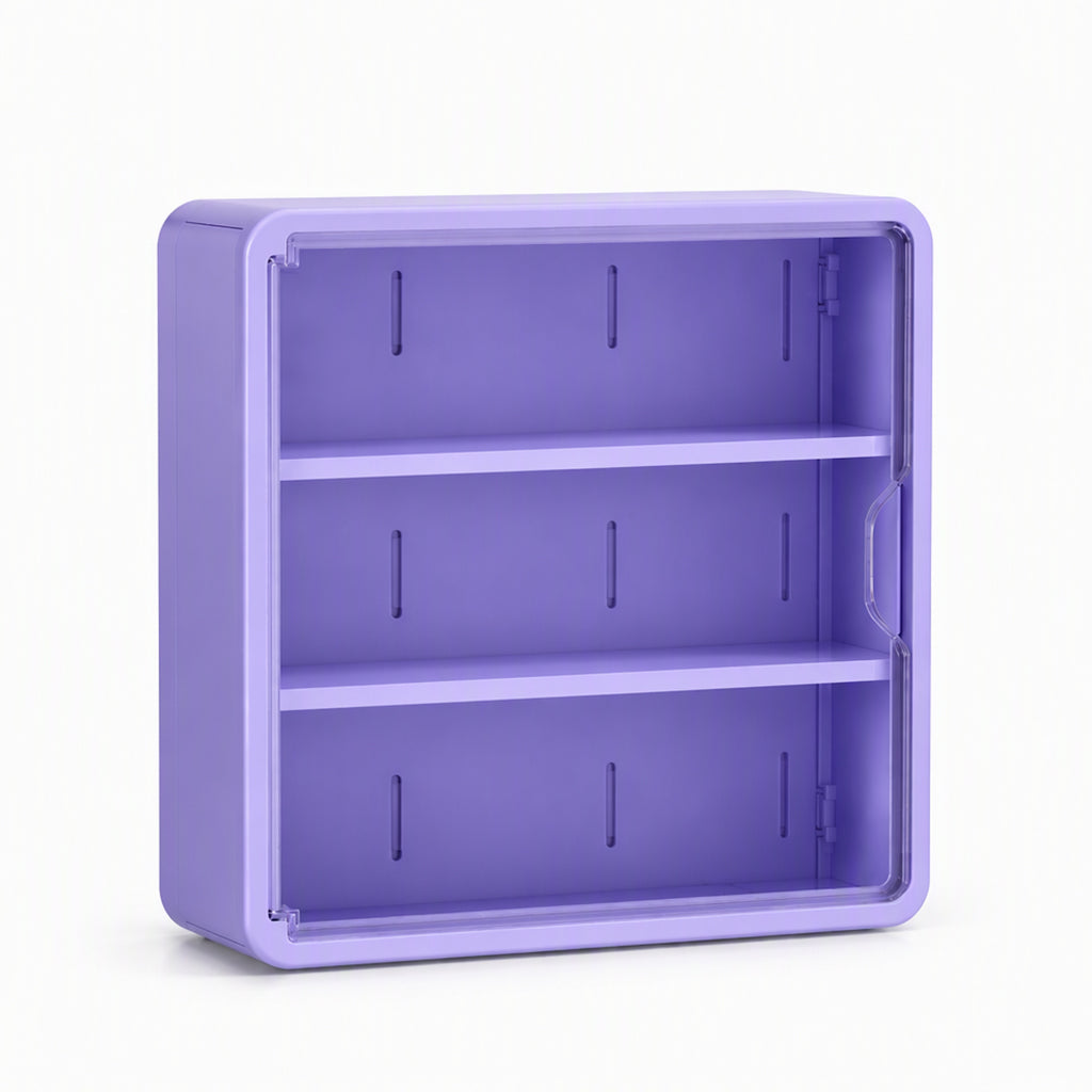 Wall Mounted Clear Action Figure Display Case and Storage Organizer with Two Shelves