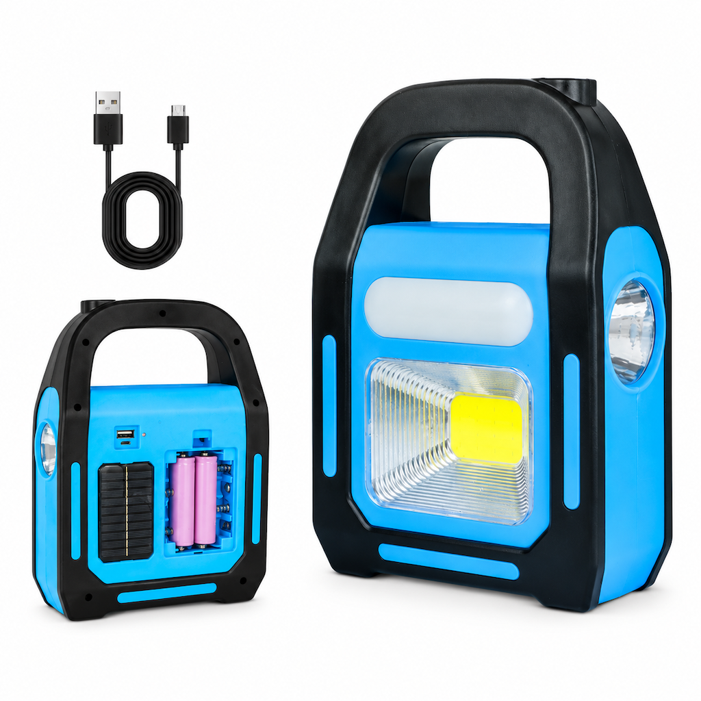 3-in-1 Solar COB LED Work Light – front, auxiliary & side lights, solar/USB charging, IP44 waterproof